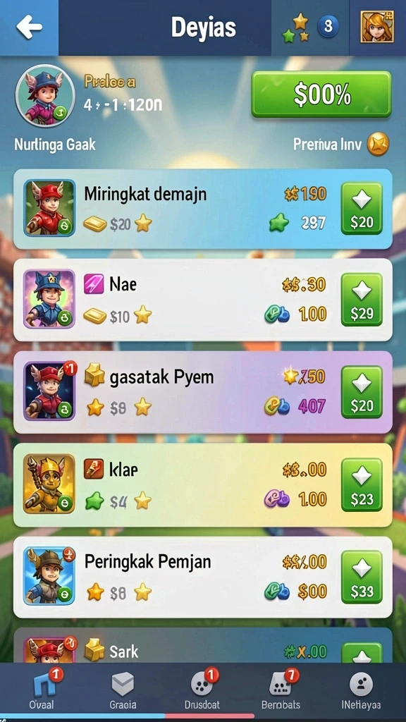 Screenshot menampilkan antarmuka permainan yang menarik.